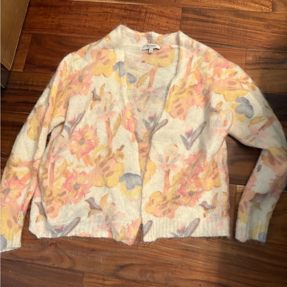 Floral‎ Women's Sweater bartolini mohair blend open sweater cardigan (0491)